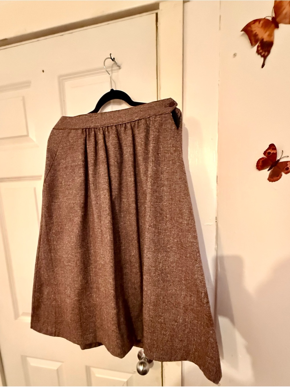 Vintage Take-1 Classic Brown A-Line Women's Skirt Wool or Wool Blend